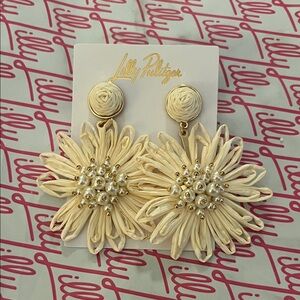 Lilly Pulitzer Cream Floral Statement Earrings